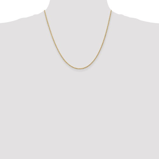 10k Yellow Gold 1.5mm 20Inch Solid Diamond Cut Rope Chain