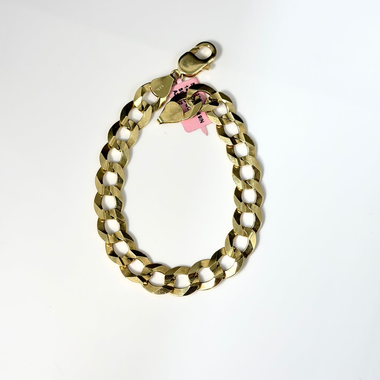 14K Gold 11mm 9-Inch Solid Curb Bracelet