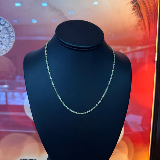 10K Gold 2mm 18Inch Hollow Rope D/C Approx. 2.6Grams