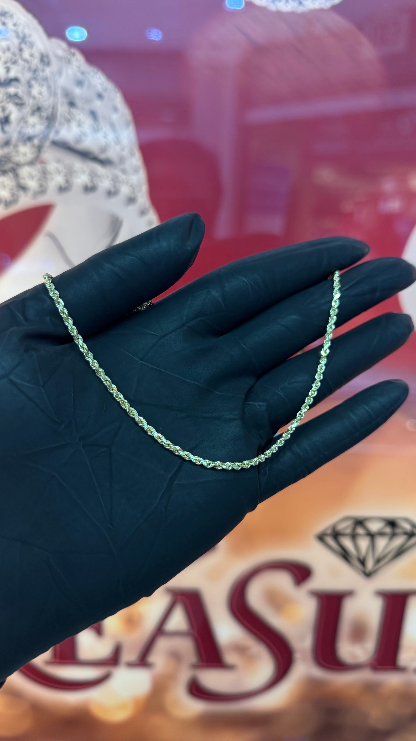 10k Yellow Gold 16 Inch 2 mm Solid Diamond Cut Rope Chain
