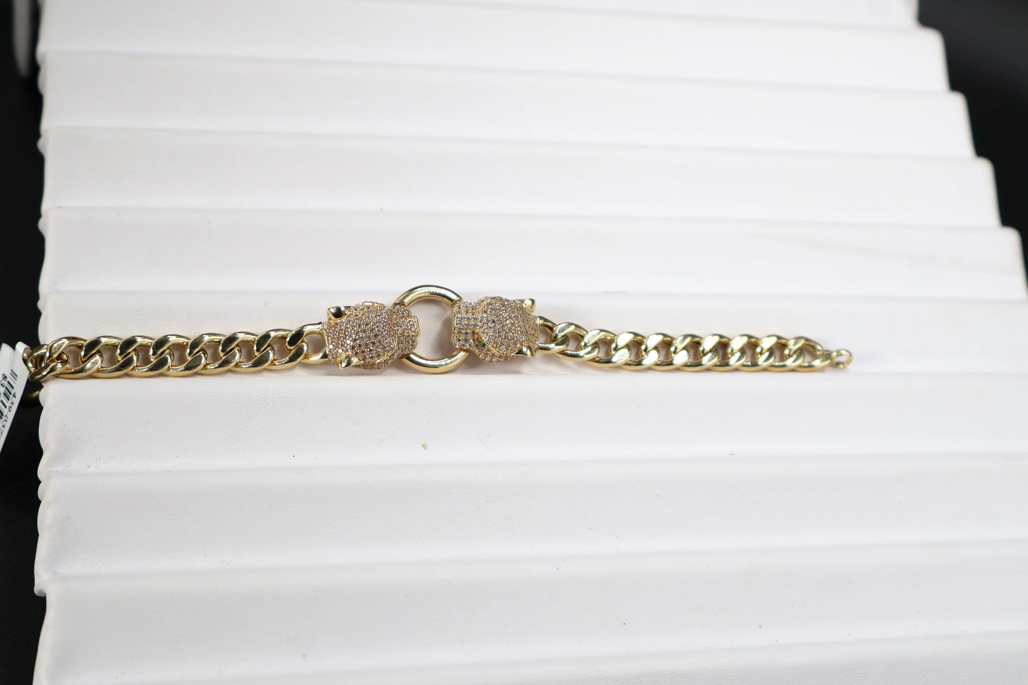 10K Gold 7Inch Panther Bracelet Cz 11.7Grams