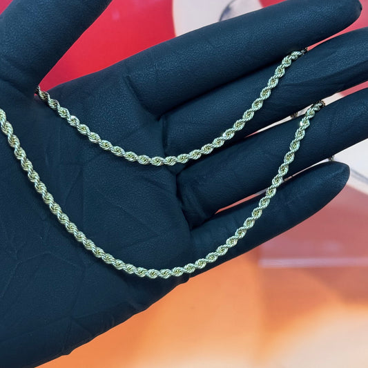 10K Yellow Gold 3Mm 20Inch Hollow Rope Chain