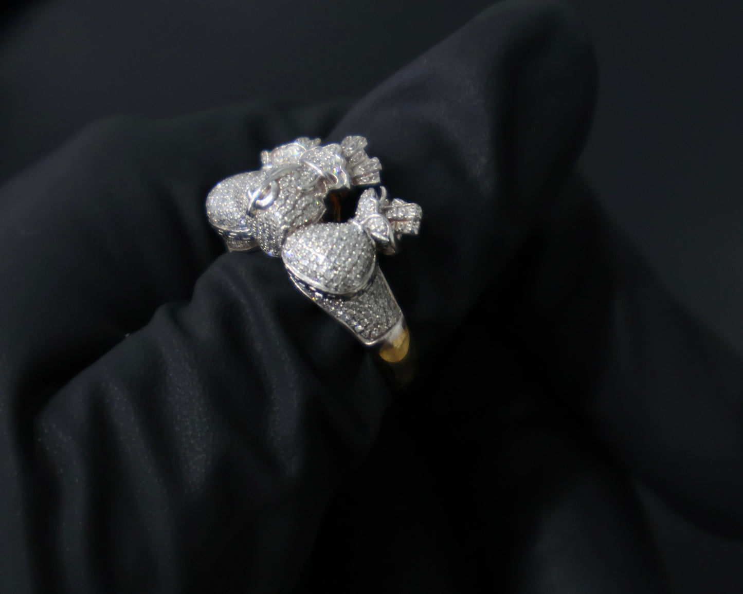 10K Gold 0.77Ctw Diamond Dollar Bag Mens Fash Ring