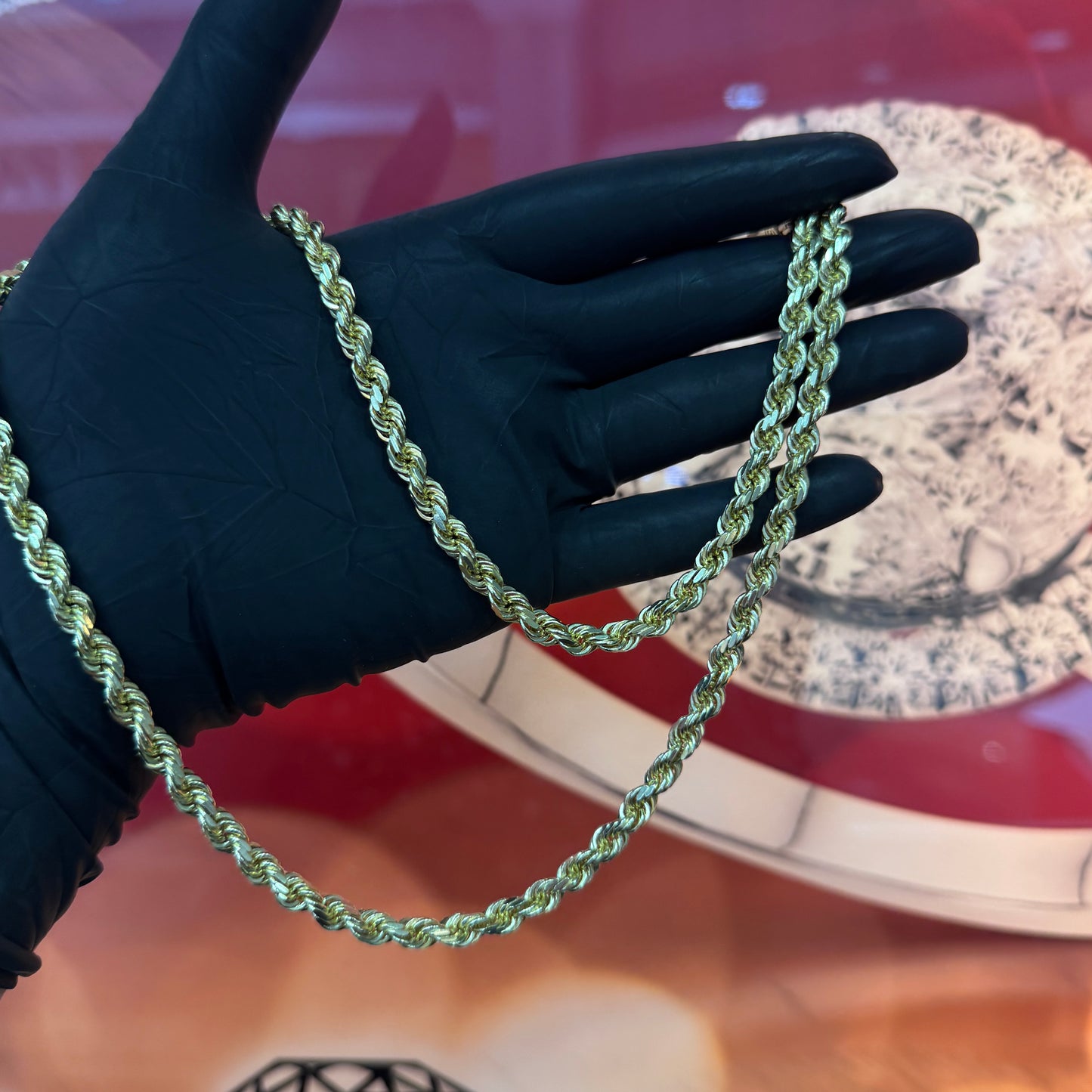 10K Yellow Gold 6mm 22 Inch Hollow Rope Diamond Cut
