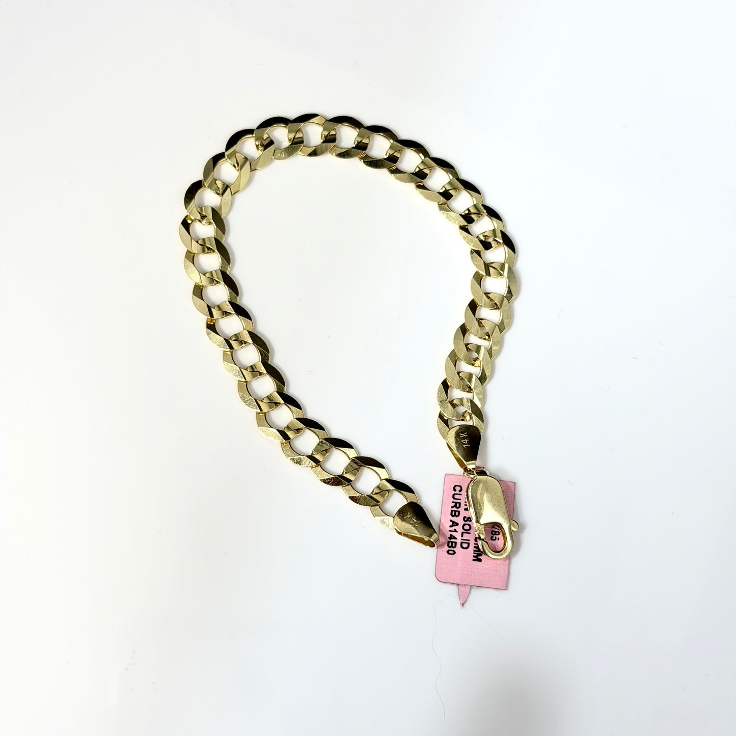 14K Gold 8.5mm 8.5-Inch Solid Curb