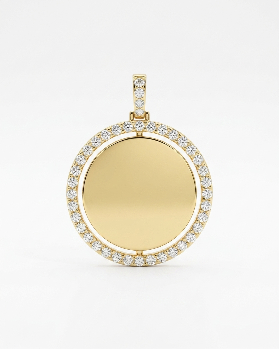 10K two tone Diamond Round Memory Pendant - 1.00 CTW