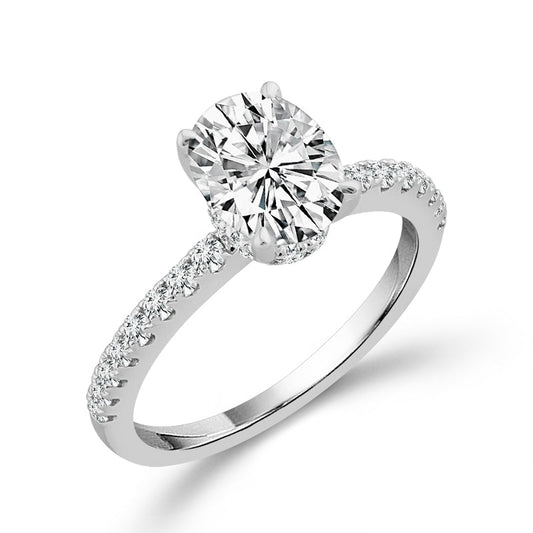 14K White Gold Lab-Grown 1.88 ctw Oval Diamond Ring