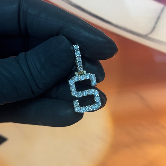10K Yellow Gold Initial S Pendant 0.22Ctw Diamond