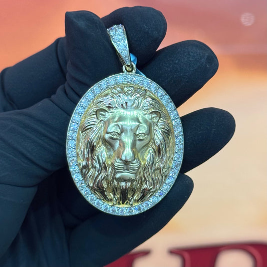 14K Yellow Gold 2.00Ctw Diamond Lion Pendant