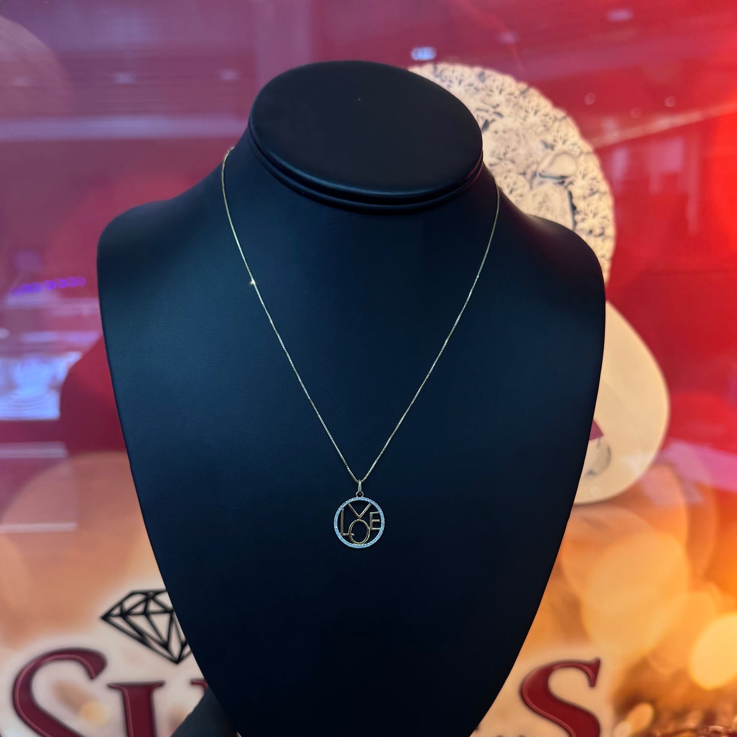 10K Yellow Gold 0.15Ctw Diamond Circle Love Pendant
