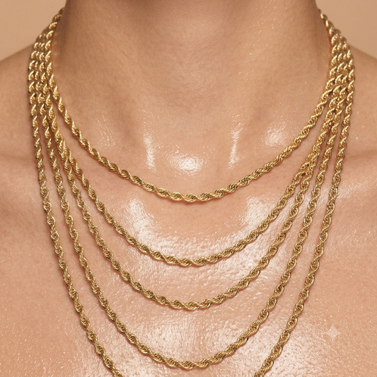 10K Gold 4mm 16-Inch Solid D/C Rope chain