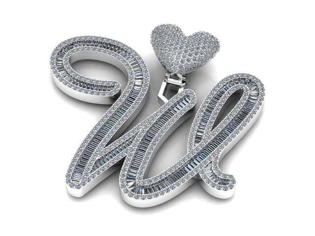 10K White Gold Baguette & Round Cut Diamonds
