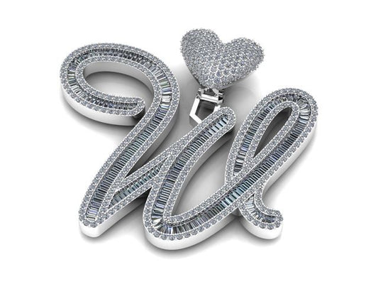 10K White Gold Baguette & Round Cut Diamonds
