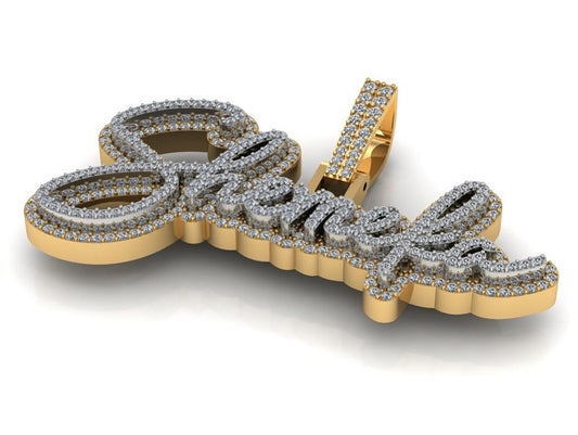 "Shemeka" Two-Tone Natural Diamond Name Plate