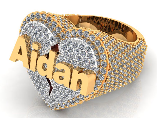 "Aiden" Diamond Broken Heart Ring