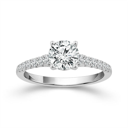 14K White Gold Lab-Grown 1.375 ctw Round Diamond Ring