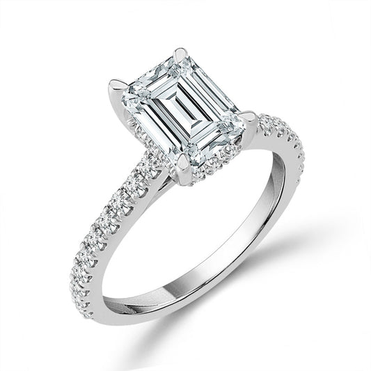 14K White Gold Lab-Grown 2.5 ctw Emerald Diamond Ring