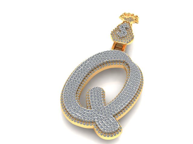 "Q" Diamond Custom Initial Letter