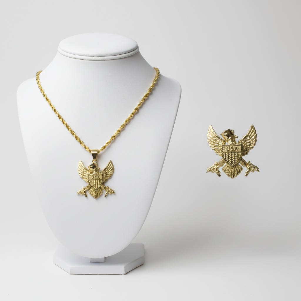 10K Gold Approx. 1.5Inch Military Eagle Pendant Approx. 5.7Grams