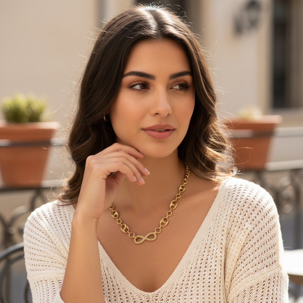 10K Gold 6Mm 18Inch Infinity Necklace 19Grams
