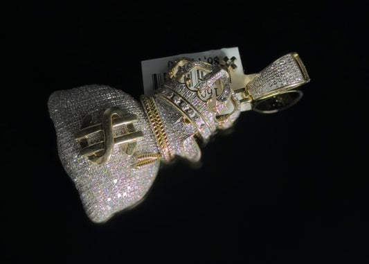 10Kyg 1.66Ctw Diamond Money Bag With Crown Pend