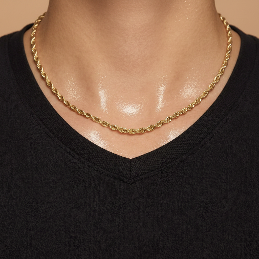 Women's 4mm 16" Gold Rope Chain - No Face Product Image