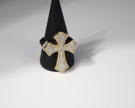 10K Gold 1.20Ctw Diamond Mens Fash Cross Ring