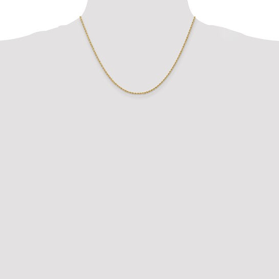 10k Yellow Gold 1.5mm 18 Inch Solid Diamond Cut Rope Chain