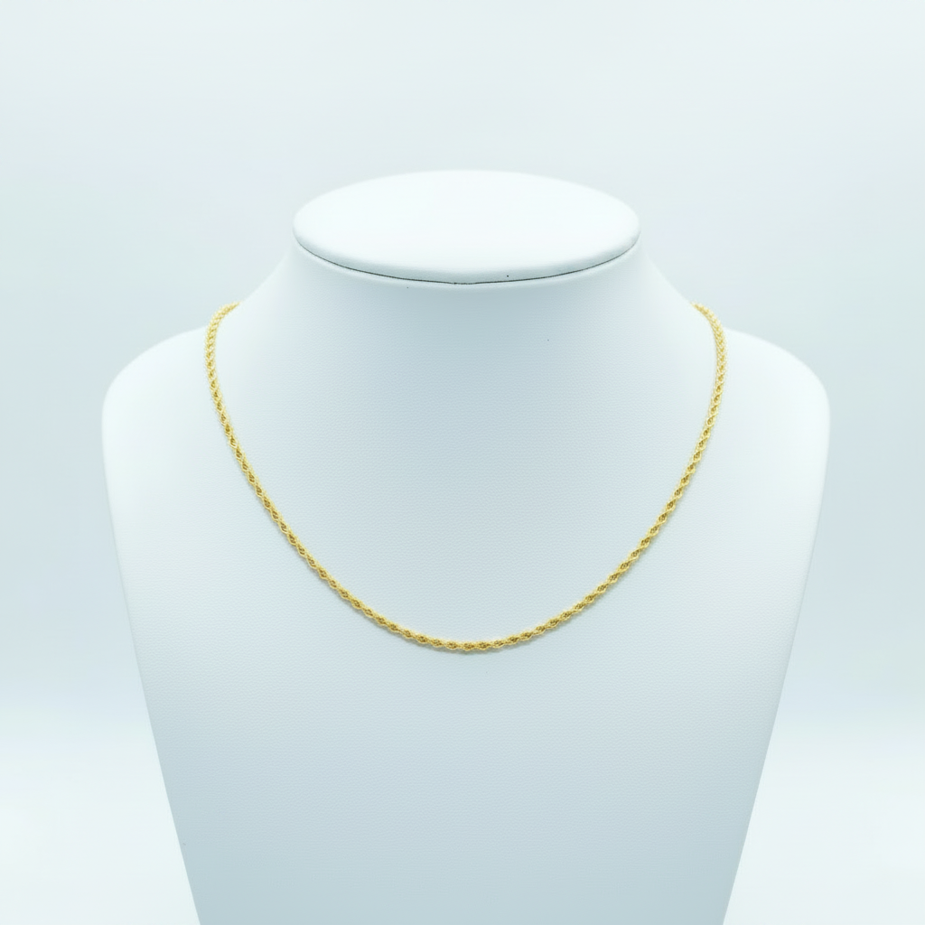 10K Yellow Gold 1.5Mm 20 Inch Solid D/C Rope 3.9 Gram