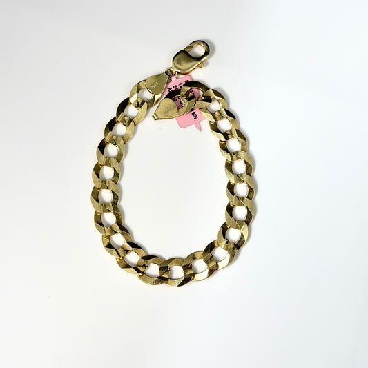 14K Gold 11mm 9-Inch Solid Curb Bracelet