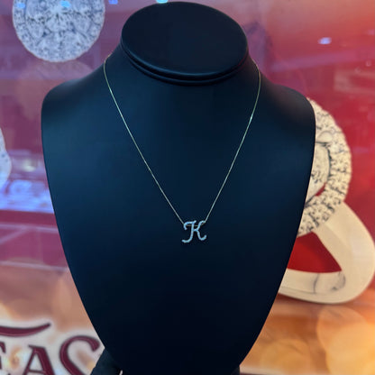10K Gold 0.20Ctw Diamond Initial K Pendant