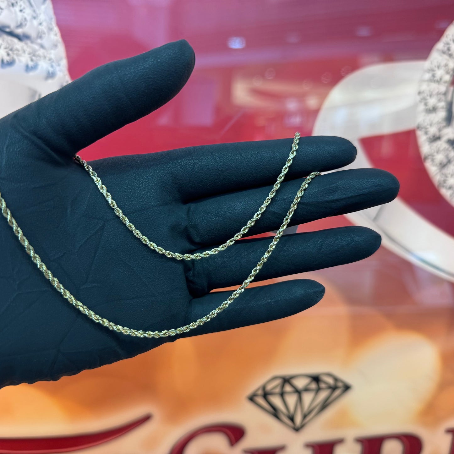2mm 10K Yellow Gold 20Inch Hollow D/C  Rope Necklace Approx. 2.4Grams