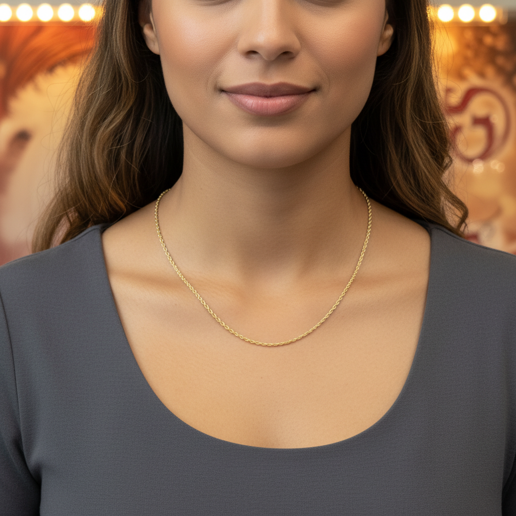 10K Gold 2mm 16Inch Hollow Rope Approx. 2.3Grams