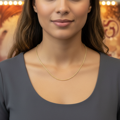 10K Gold 2mm 16Inch Hollow Rope Approx. 2.3Grams