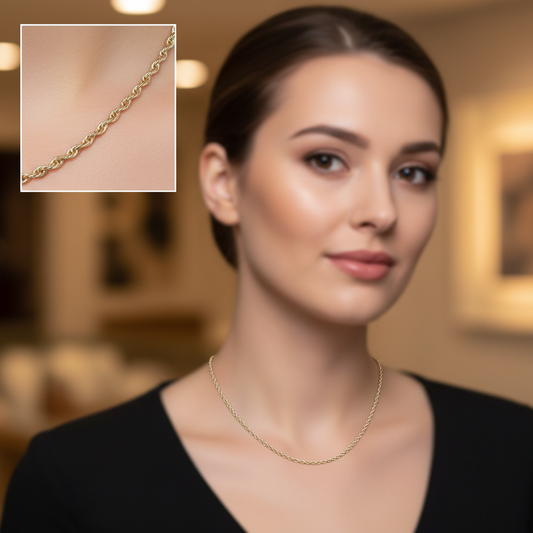 10K Gold 2mm 16Inch Hollow Rope Approx. 2.3Grams