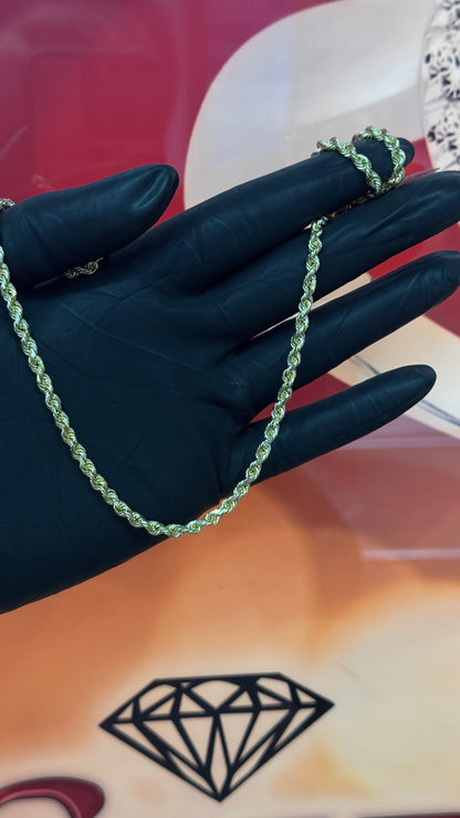 10k Yellow Gold 3.5mm 18 Inch 16.2Grams Approx. Solid Diamond Cut Rope Chain