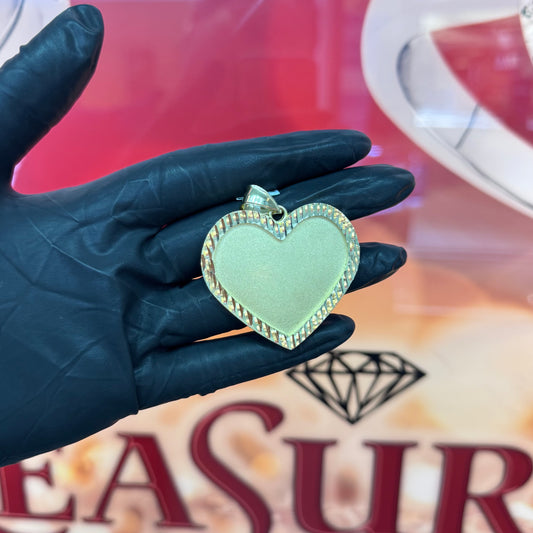 10K Yellow Gold 2Inch Memory Heart