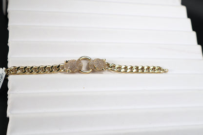 10K Gold 7Inch  Panther Bracelet Cz 11.7Grams