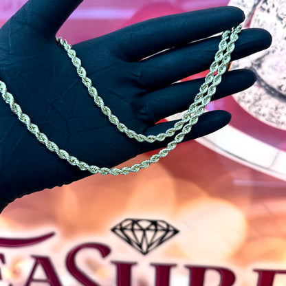 10K Yellow Gold 4.5mm 24 Inch Hollow Diamond Cut Rope