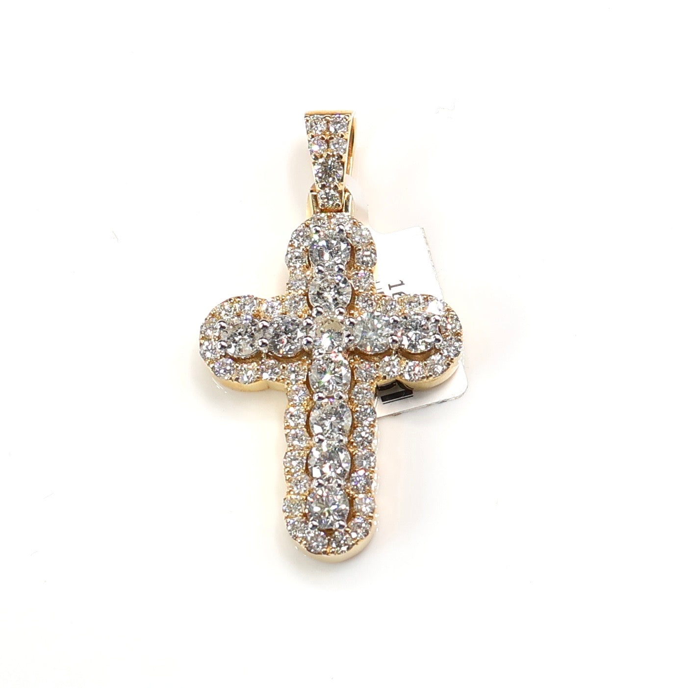 10K Gold 5.10Ctw Diamond Halo Cross Pendant
