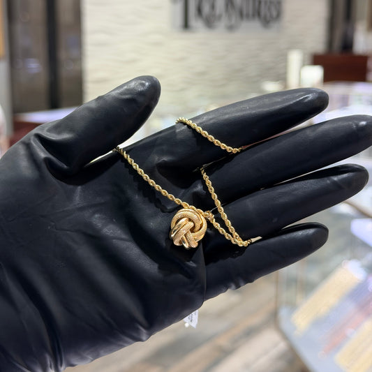 10K Yellow Gold Approx 0.5Inch Loveknot Pendant