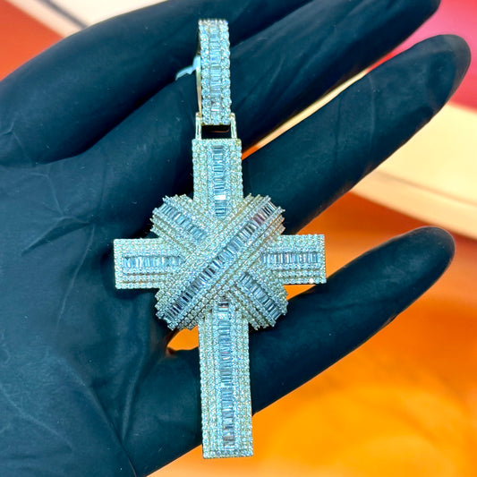 10Ktt 3.95Ctw Dia Baguette Cross