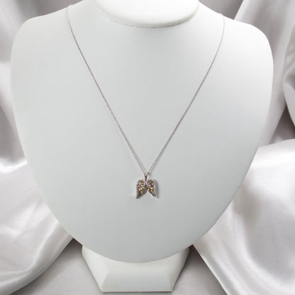 Silver & 10K Two Tone - 0.08Ctw Diamond Wing Pend With Chain