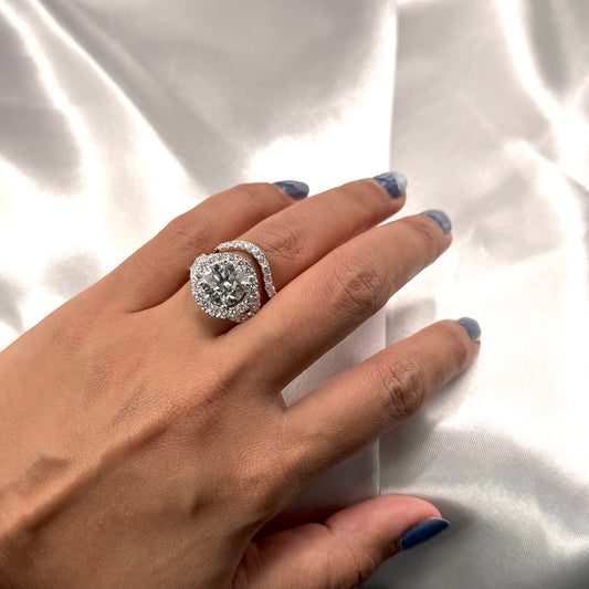 14K White Gold 6.12Ctw - 4.02Center Diamond Lab Diamond Round G Vs1 Wedding Set