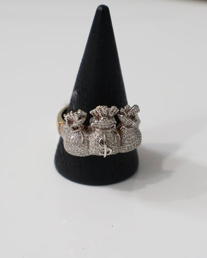 10K Gold 0.77Ctw Diamond Dollar Bag Mens Fash Ring