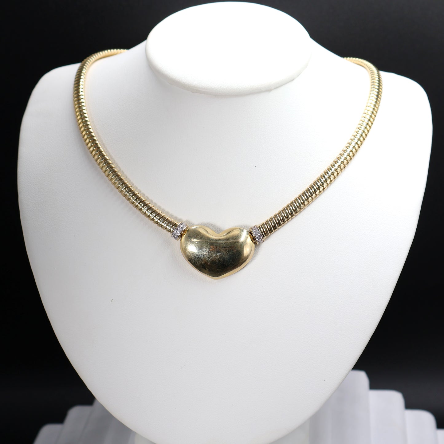 10K Gold 18In Heart Neck Spring