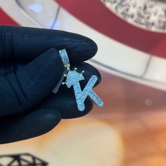 10K Yellow Gold Initial K Pendant 0.63Ctw Diamond Crown