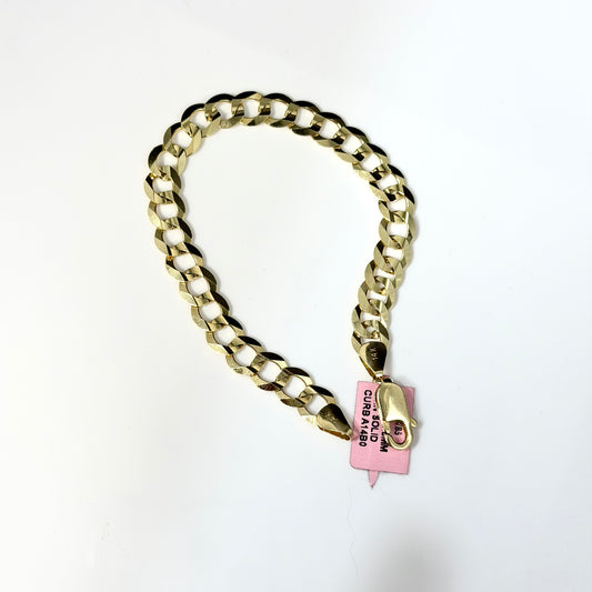 14K Gold 8.5mm 8.5-Inch Solid Curb