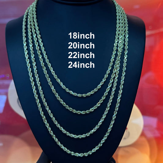 10K Gold 4mm 24-Inch Solid Rope