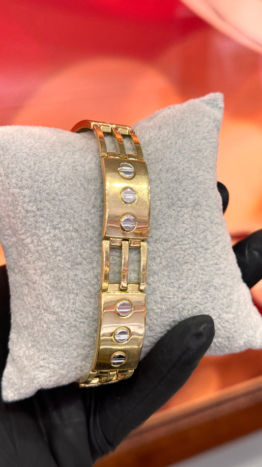 10KYG 8.5IN FANCY CART BRACELET